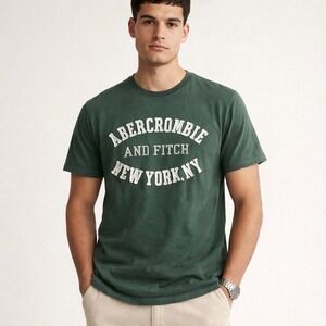 Abercrombie Fitch Mens T Shirt Green New York Graphic Print Size Small Retro